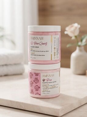 Aminnah Rose Body Scrub & Whipped Body Butter Set